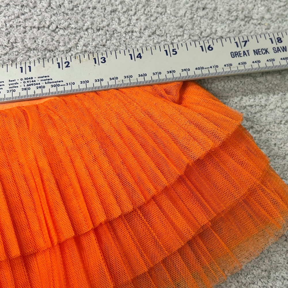 fab'rik Bodysuit Kaya Ruffle Off Shoulder S Orange Tulle Ribbed Mesh Festival - Picture 8 of 8